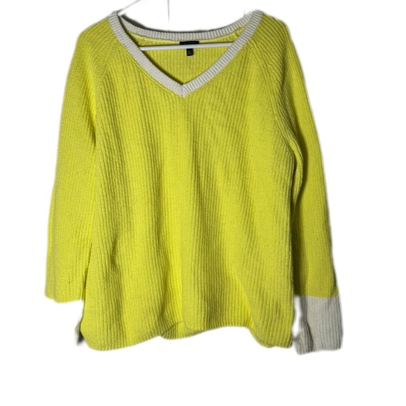 Talbots Yellow Ribbed V-Neck Sweater - Picture 1 of 4